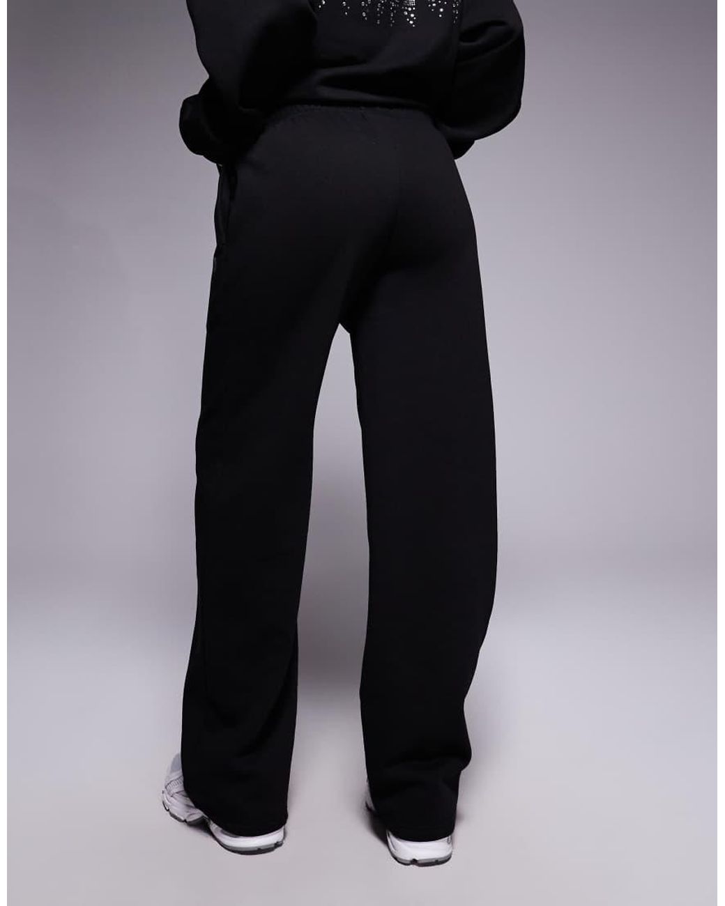 Kaiia Black Exclusive Cotton Rich Diamante Logo Wide Leg joggers Co-ord