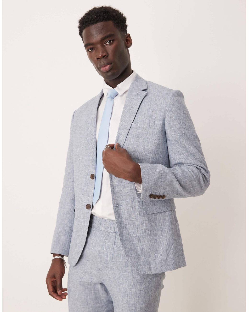 SELECTED Gray Malik Linen Blazer for men