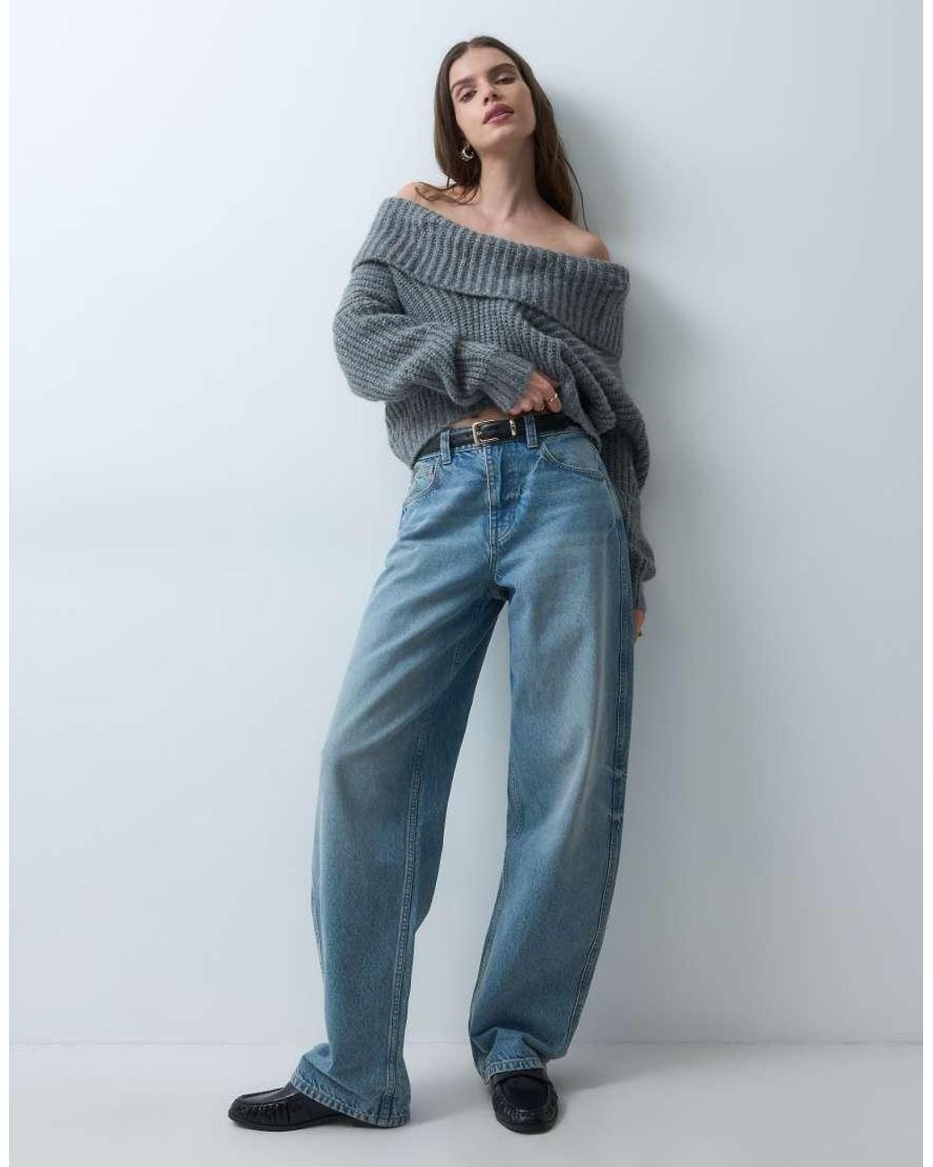 ASOS Blue Knitted Extreme Drape Jumper