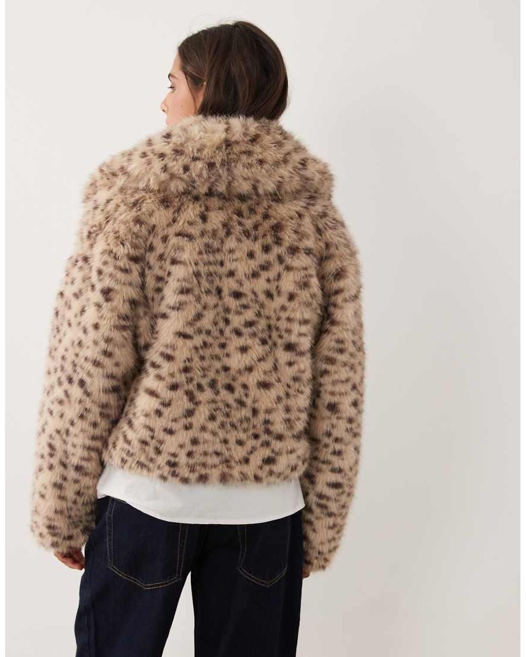 Miss Selfridge Brown Faux Fur Crop Jacket