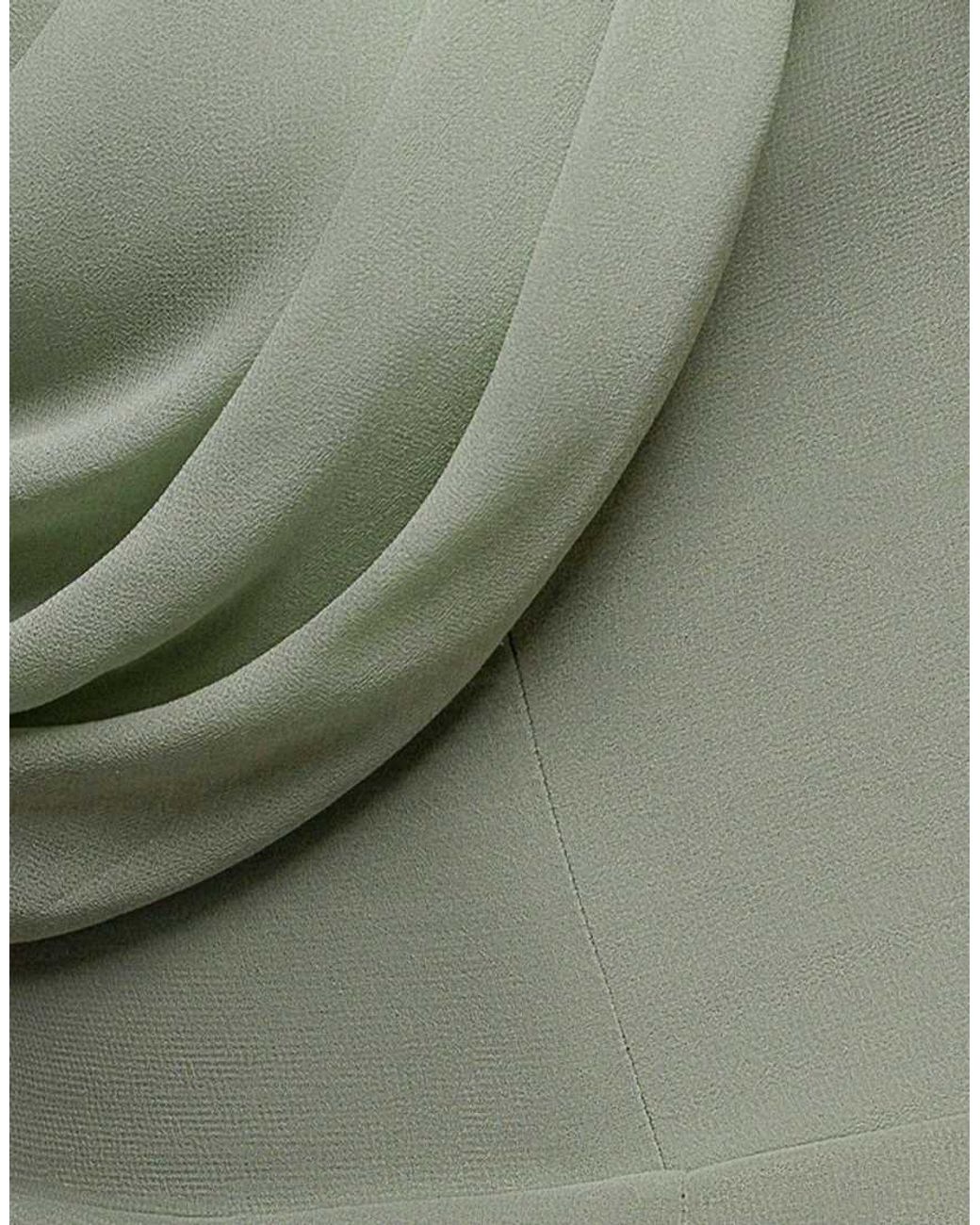 Goddiva Green Chiffon Cowl Off Shoulder Wing Tiered Midi Dress