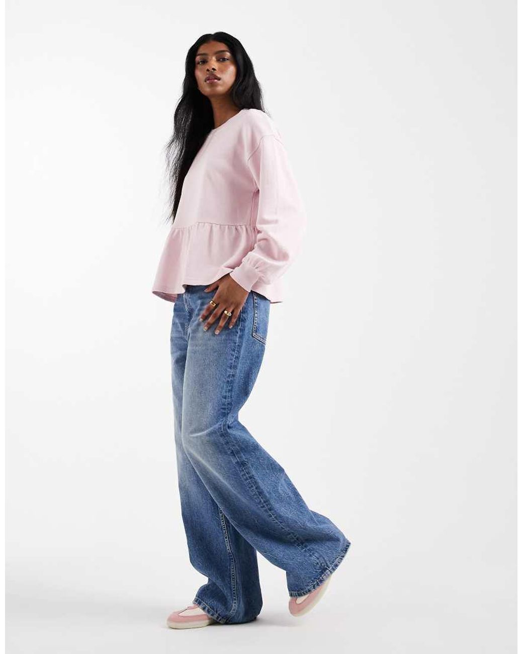 Miss Selfridge Pink Ruffle Hem Sweatshirt