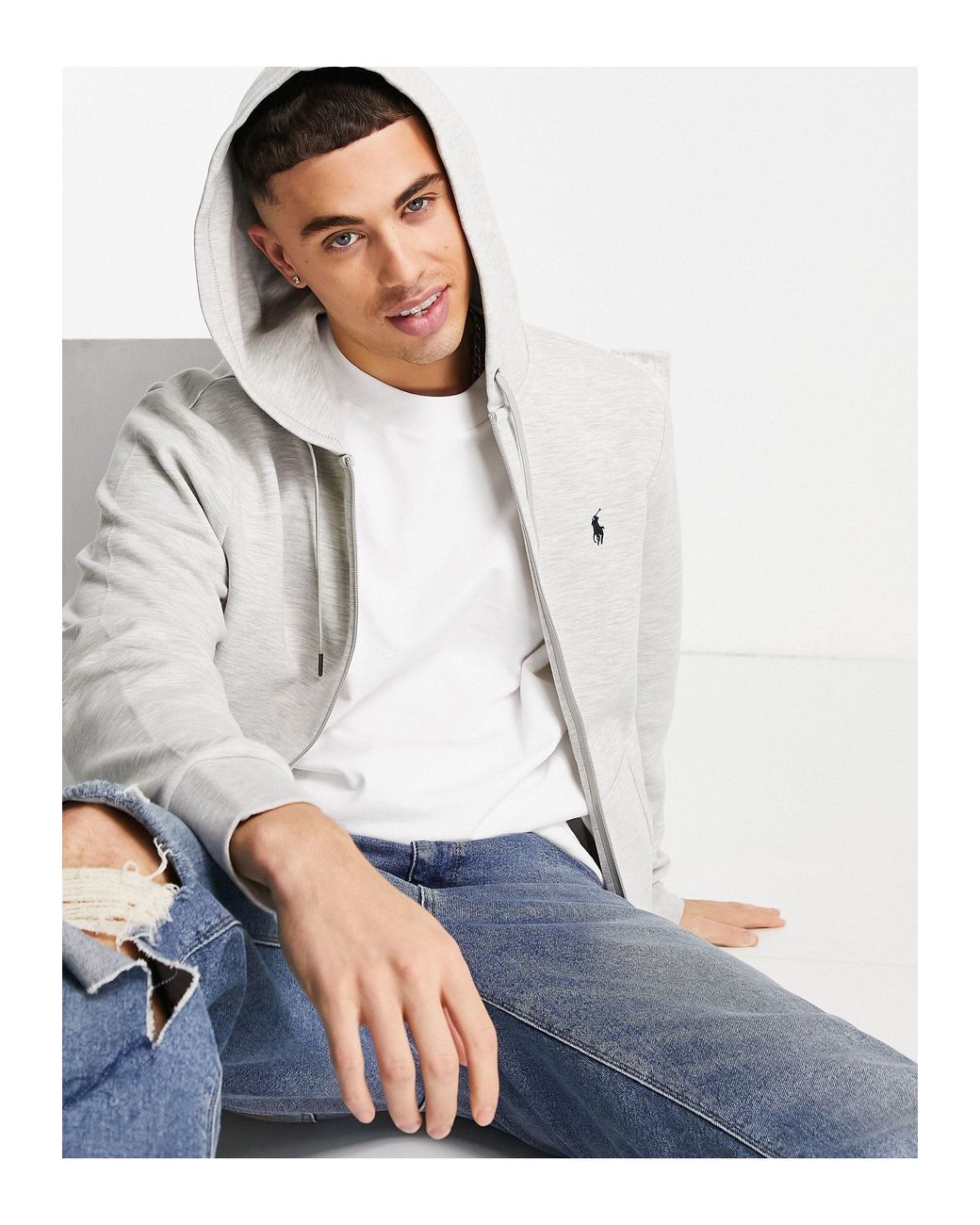 Sudadera con capucha, cremallera y logo Polo Ralph Lauren de hombre de  color Gris | Lyst