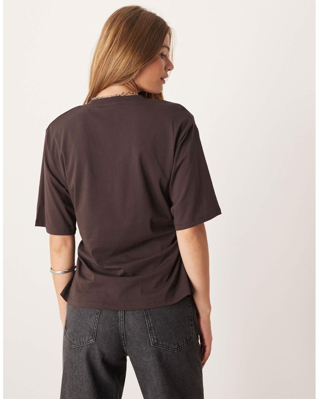 ASOS Brown Shoulder Pad Cinched Tee