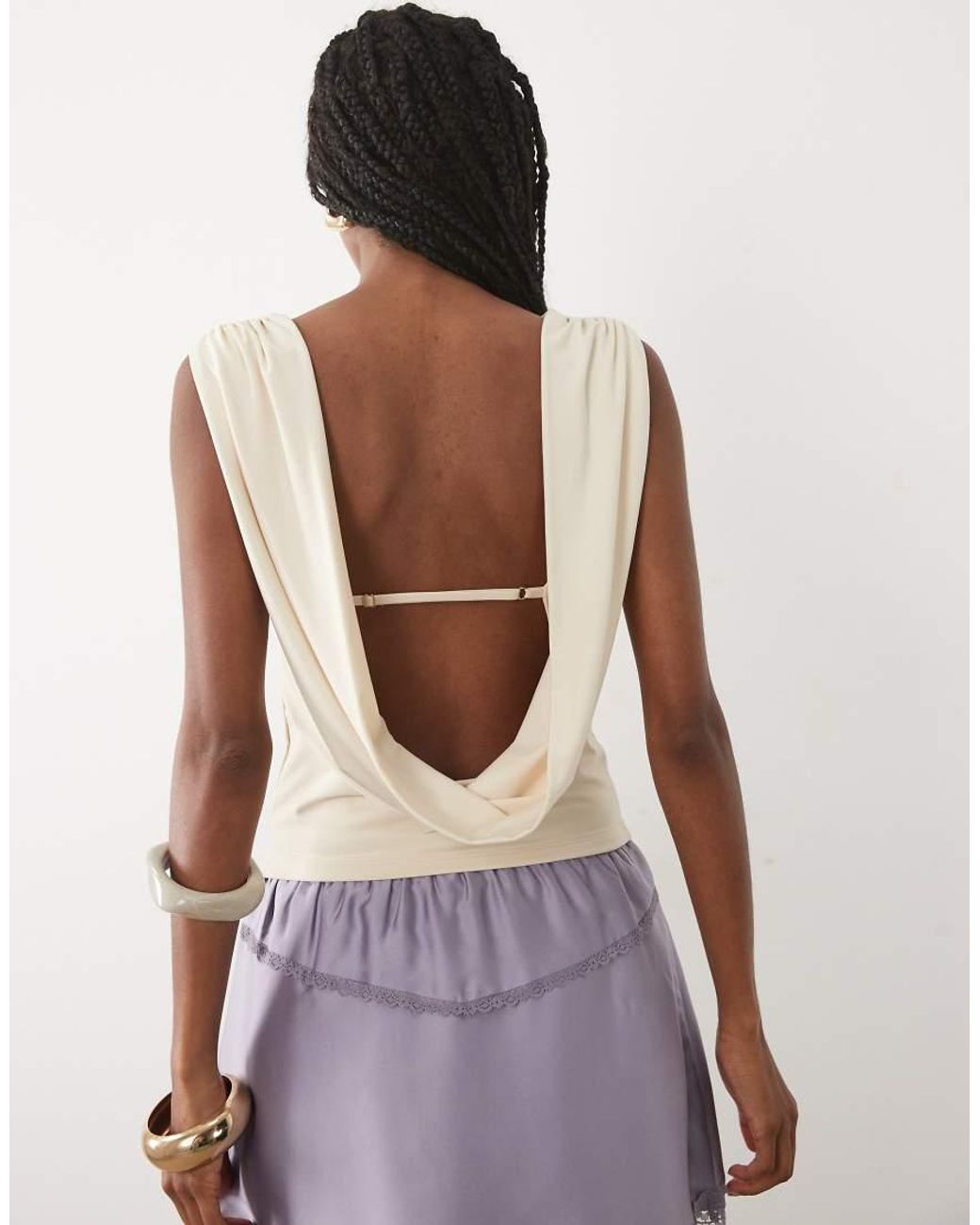 Abercrombie & Fitch White Cowl Back Slinky Top With