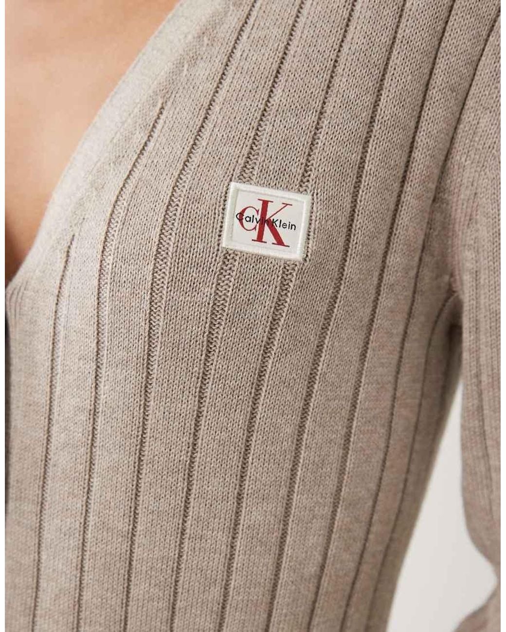 Calvin Klein Multicolor Woven Label V-neck Rib Cardigan