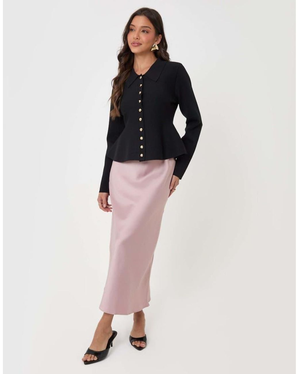 Threadbare Black Compact Knit Peplum Cardigan