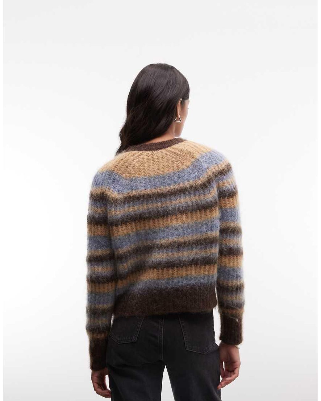 AllSaints Blue Rega Logo Stripe Knit Jumper