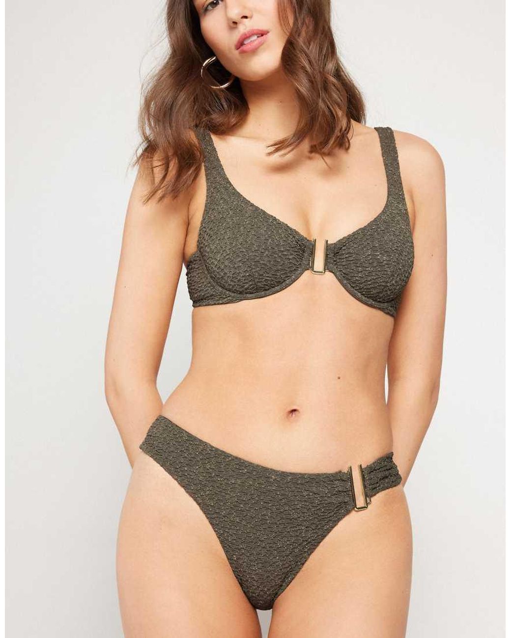 Tezenis Brown Crinkle Dune Balconette Bikini Top