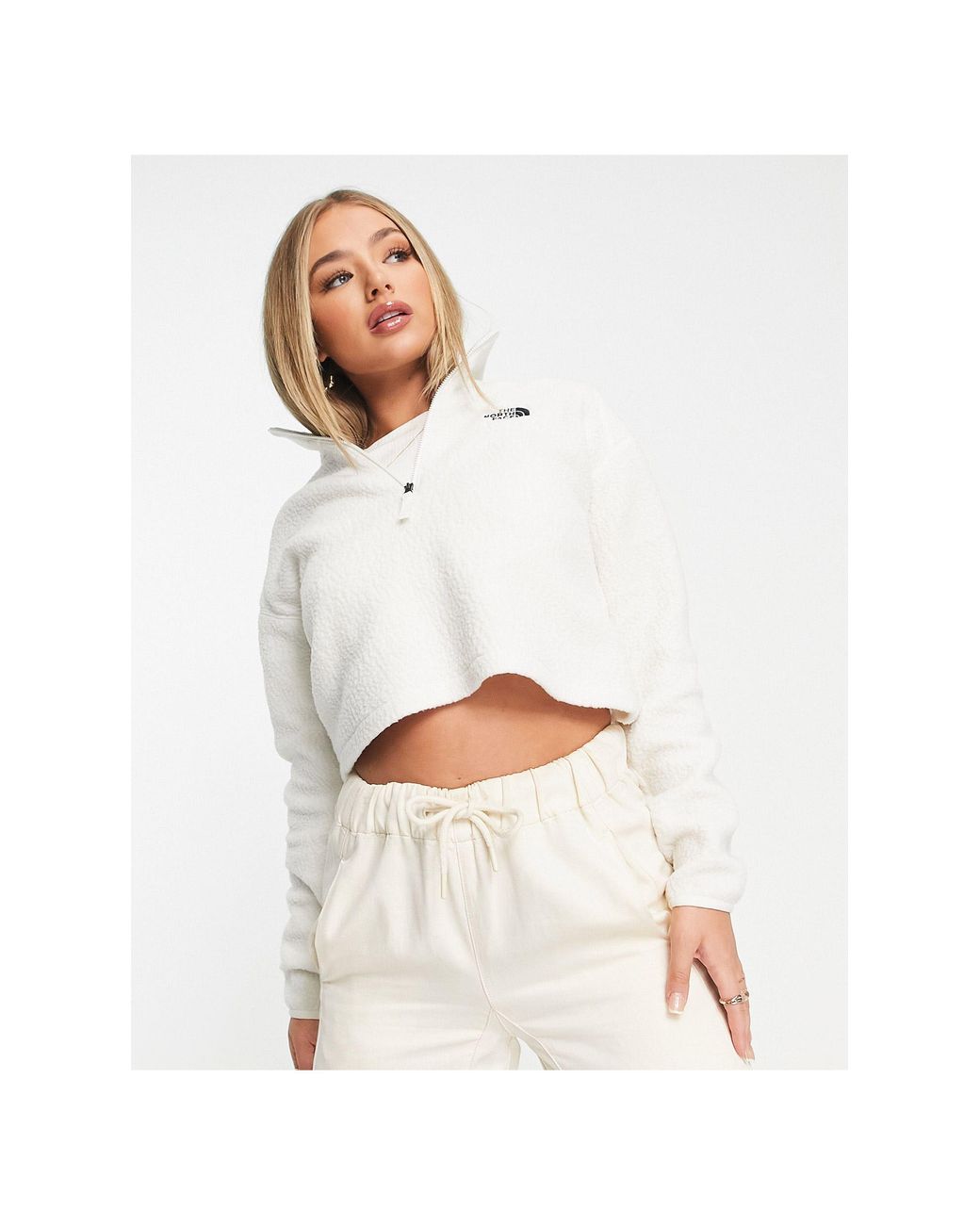 White cropped fleece sale