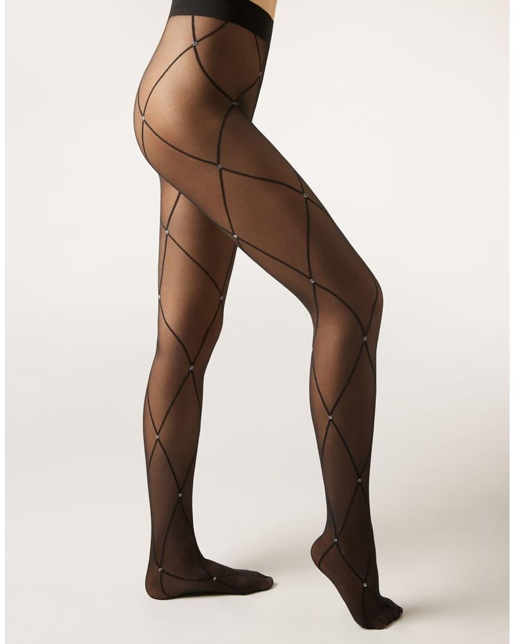 Calzedonia Natural Glitter Diamond-Patterned Sheer Tights