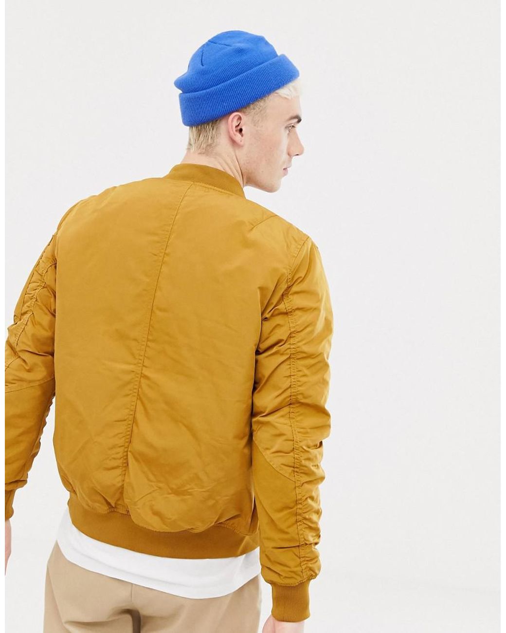 Pull&Bear Padded Ma1 Bomber In Mustard in Yellow for Men | Lyst