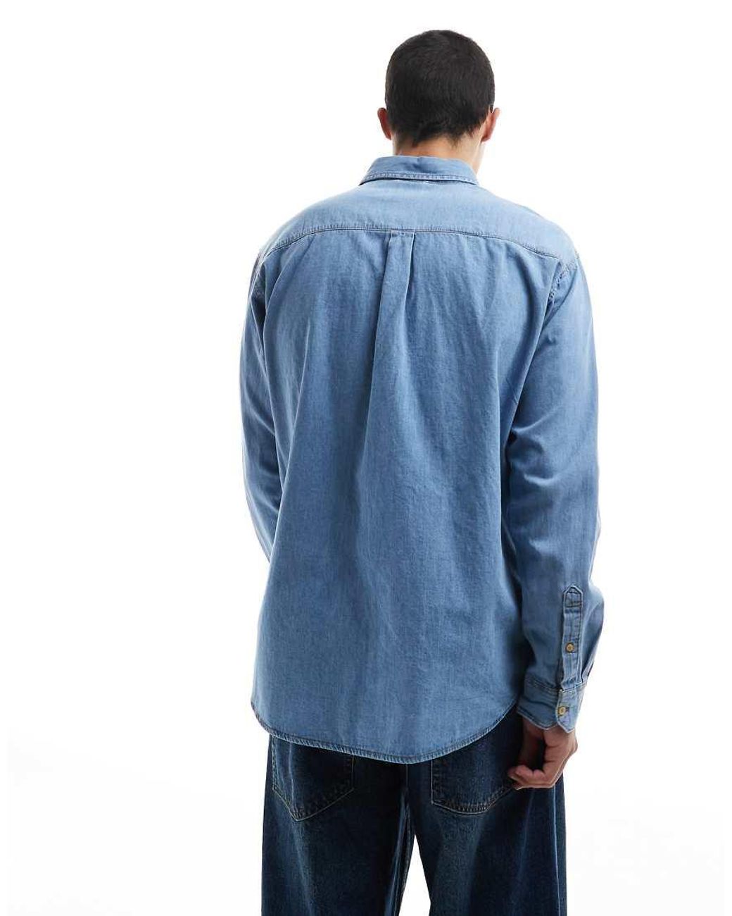 Jack & Jones Blue Long Sleeve Denim Shirt for men