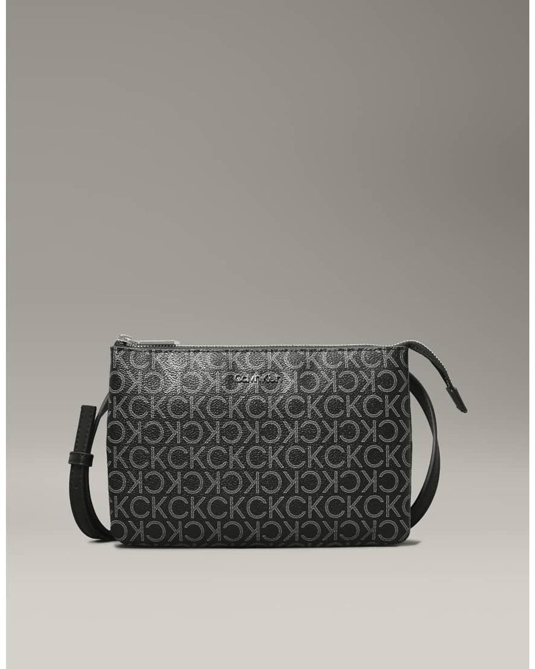 Calvin Klein Gray Cross Body Monogram Logo Bag