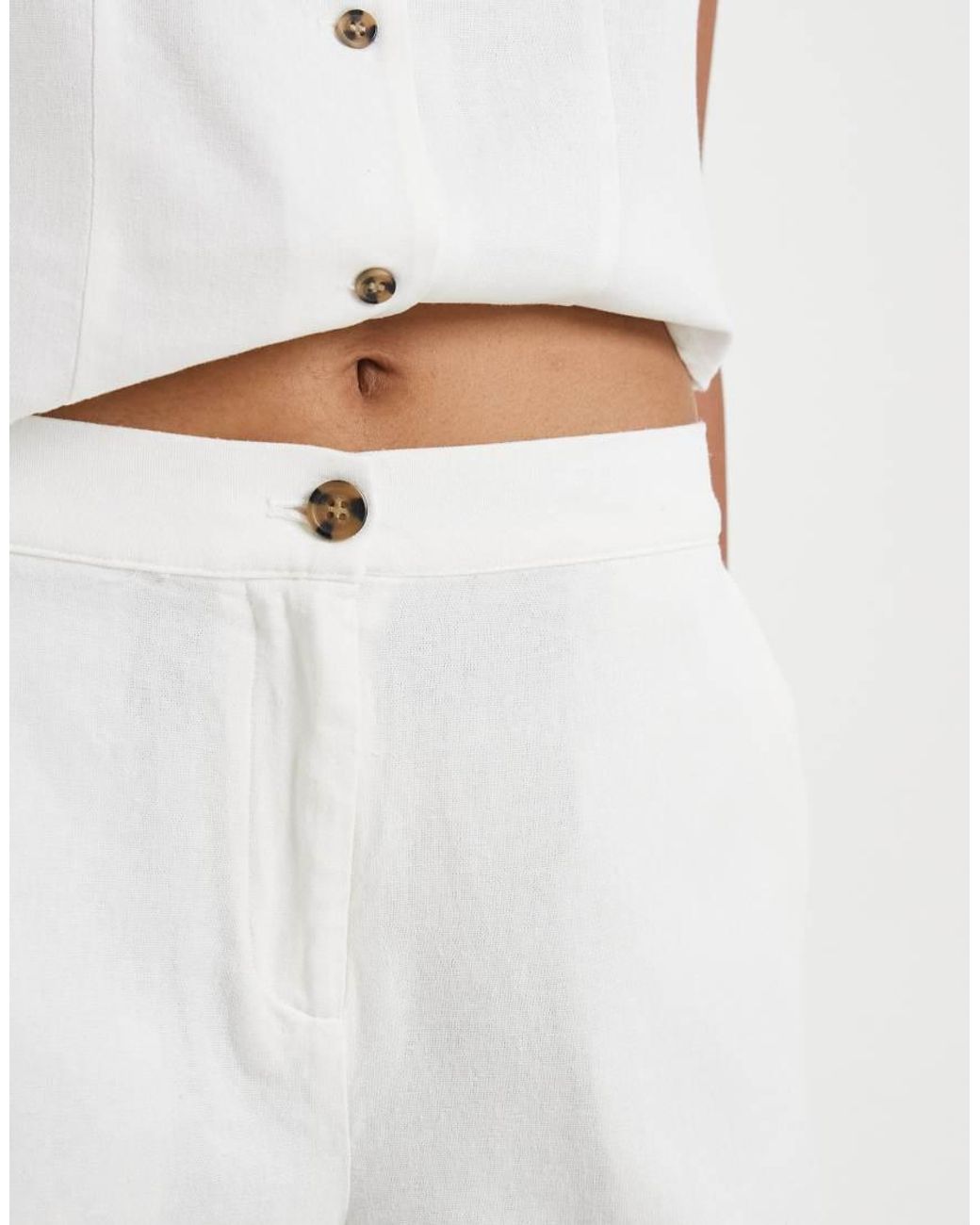 Vero Moda White Linen Touch Tailored Shorts Co-ord