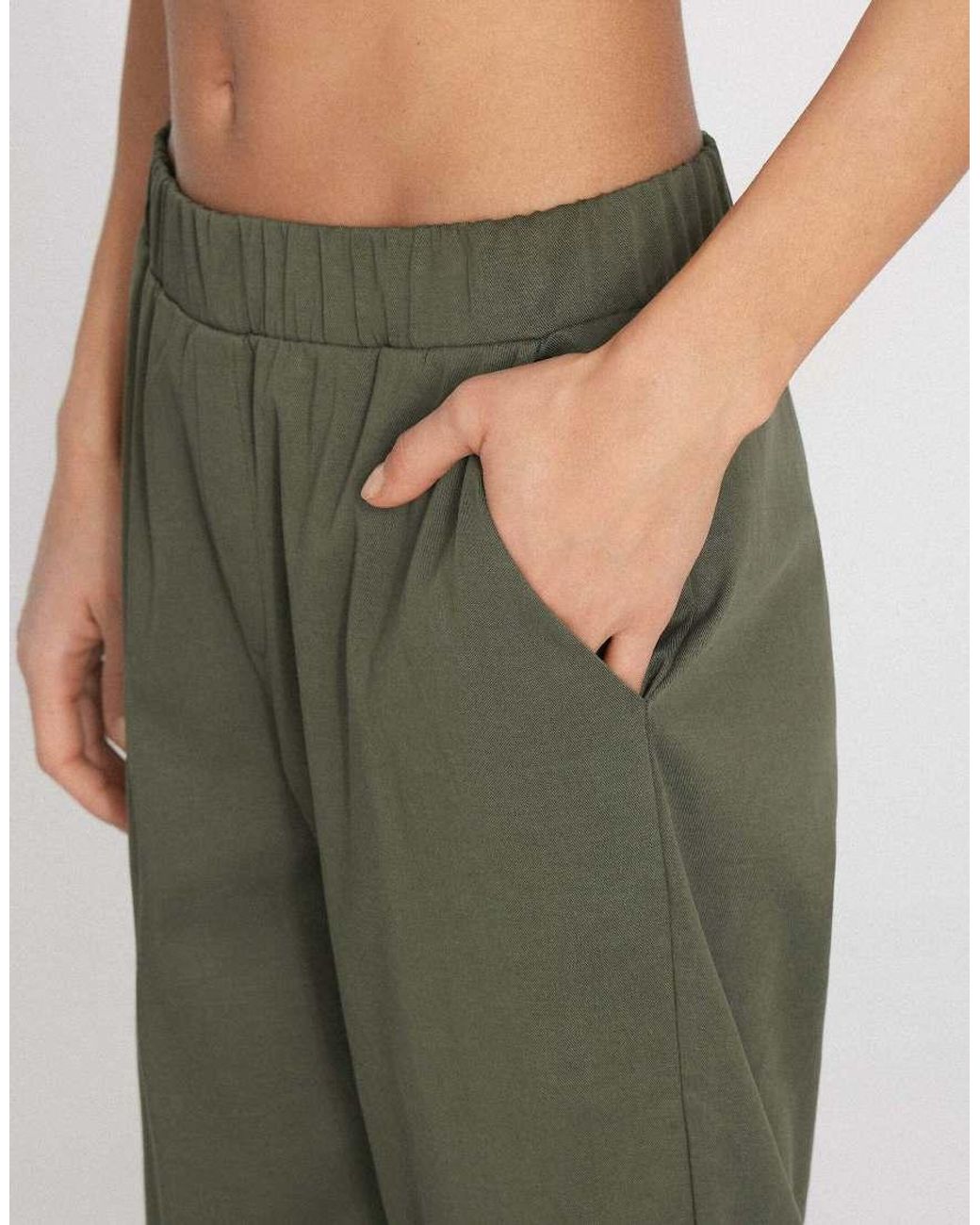 Tezenis Green Gabardine Cigarette Trousers