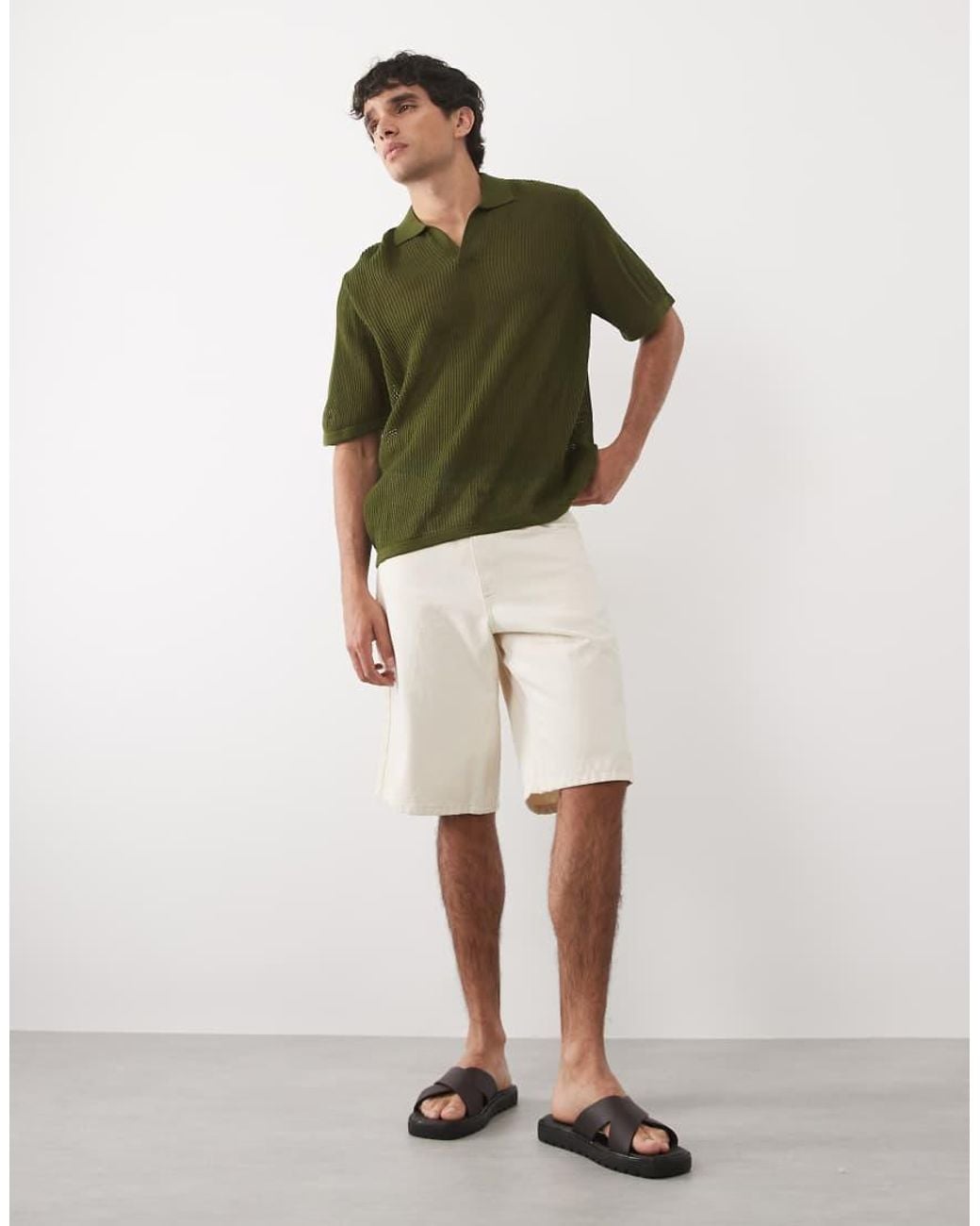ASOS Green Oversized Open Knitted Notch Neck for men