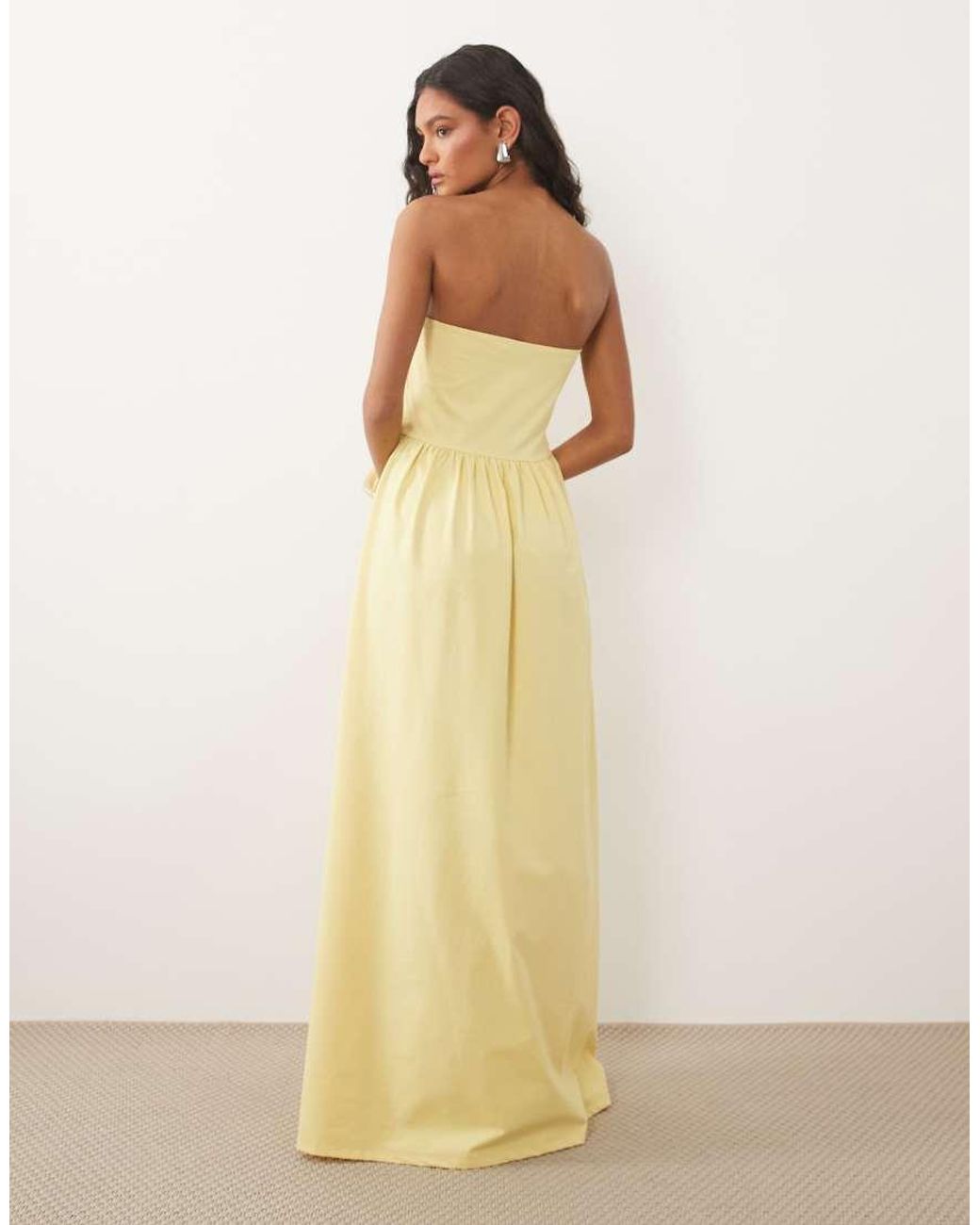 ASOS Natural Bandeau Dropped Hem Midi Dress