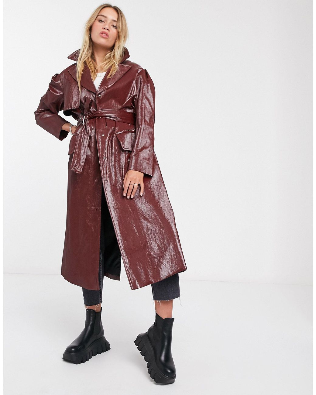 plads Fortære Habitat Palones Croydon Burgundy Pu Trench Coat in Red | Lyst Australia