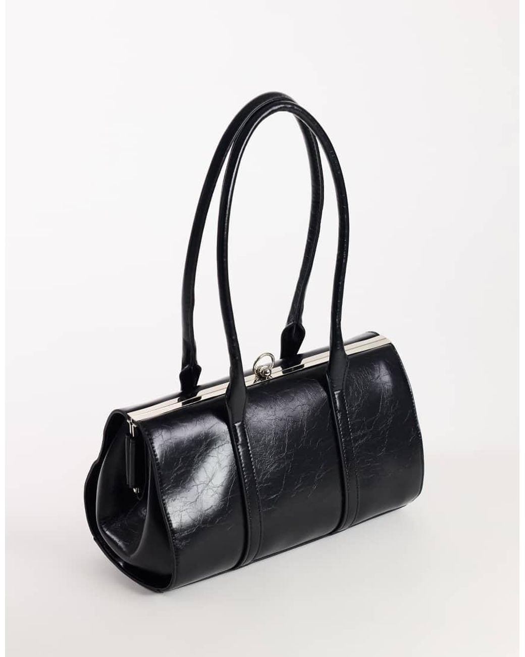TOPSHOP Black Emma Medium Clasp Shoulder Bag