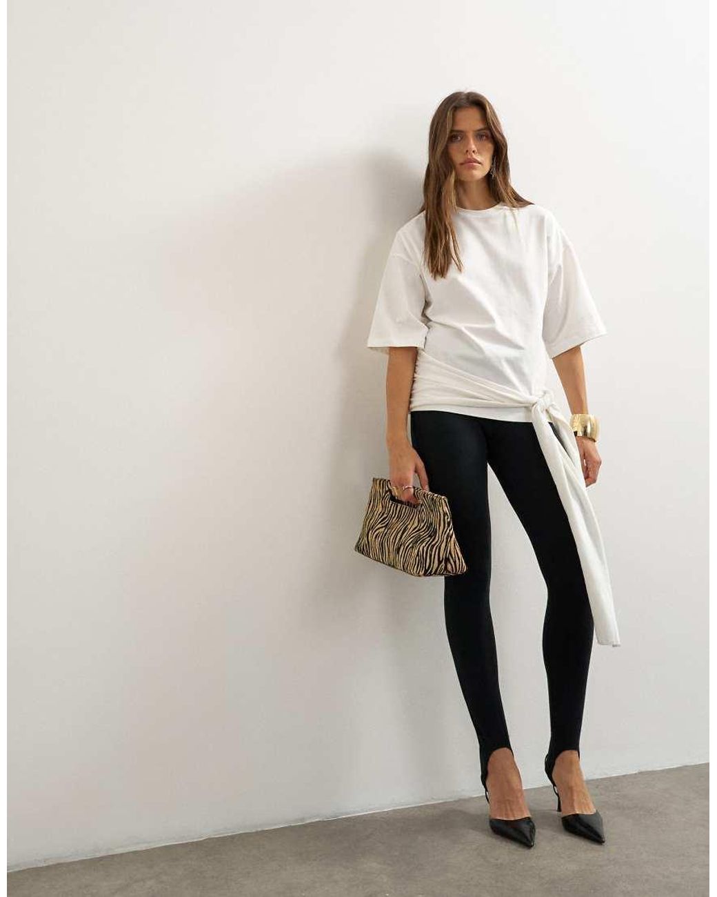 TOPSHOP White Wrap Waist Tie Detail Top