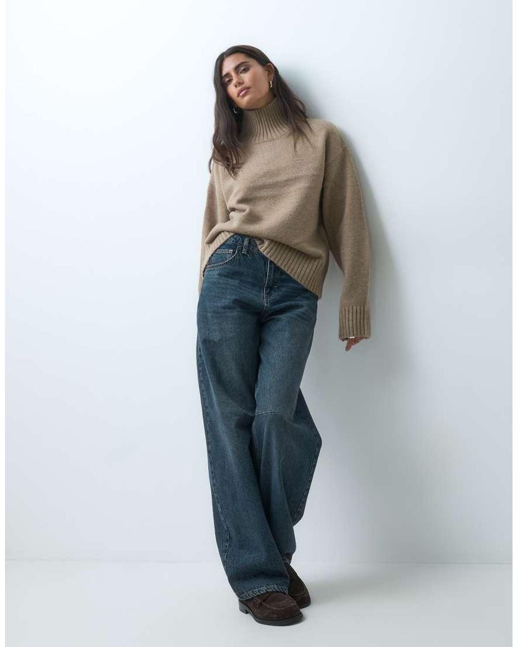 Gina Tricot Brown Knitted Turtleneck Sweater