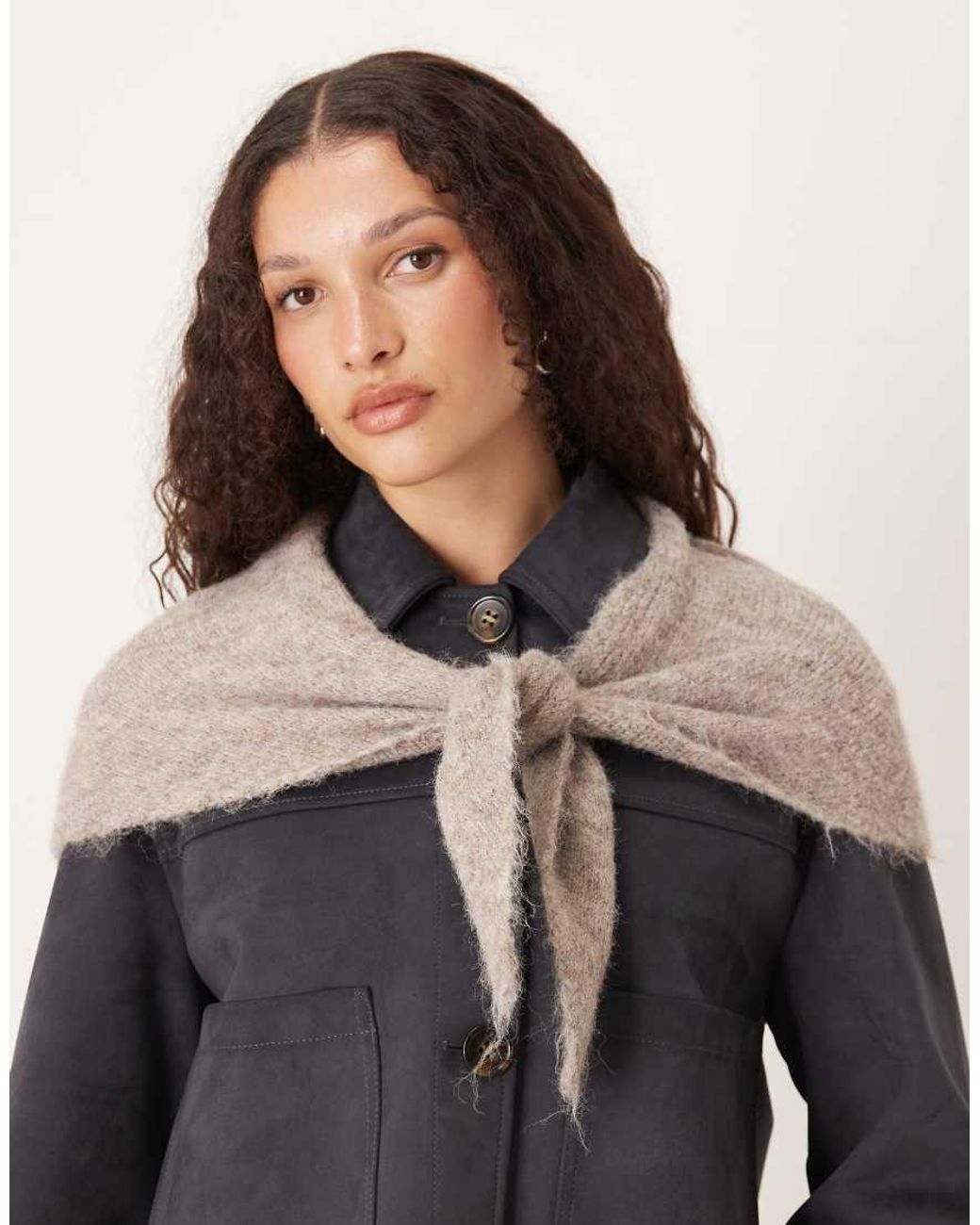 Gina Tricot Gray Triangle Knitted Scarf