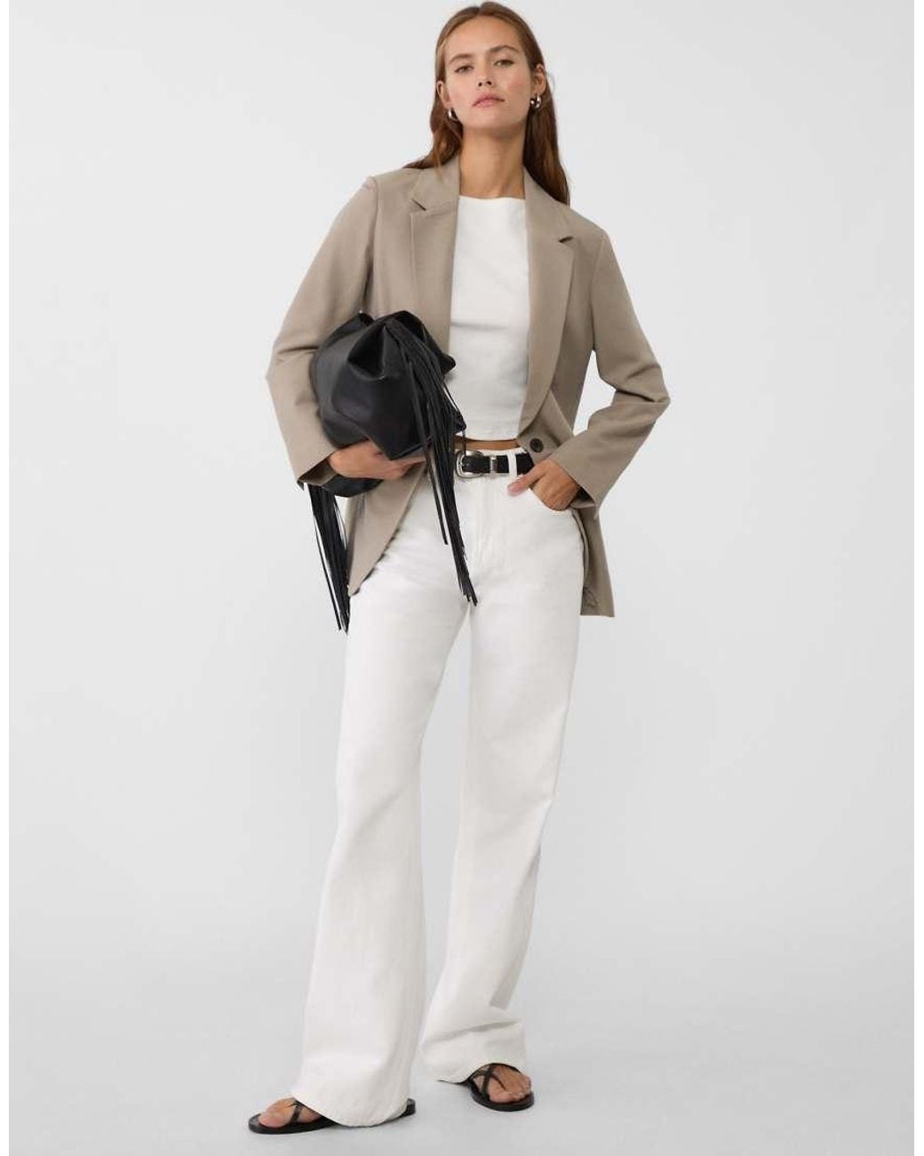 Stradivarius Natural Regular Fit Blazer