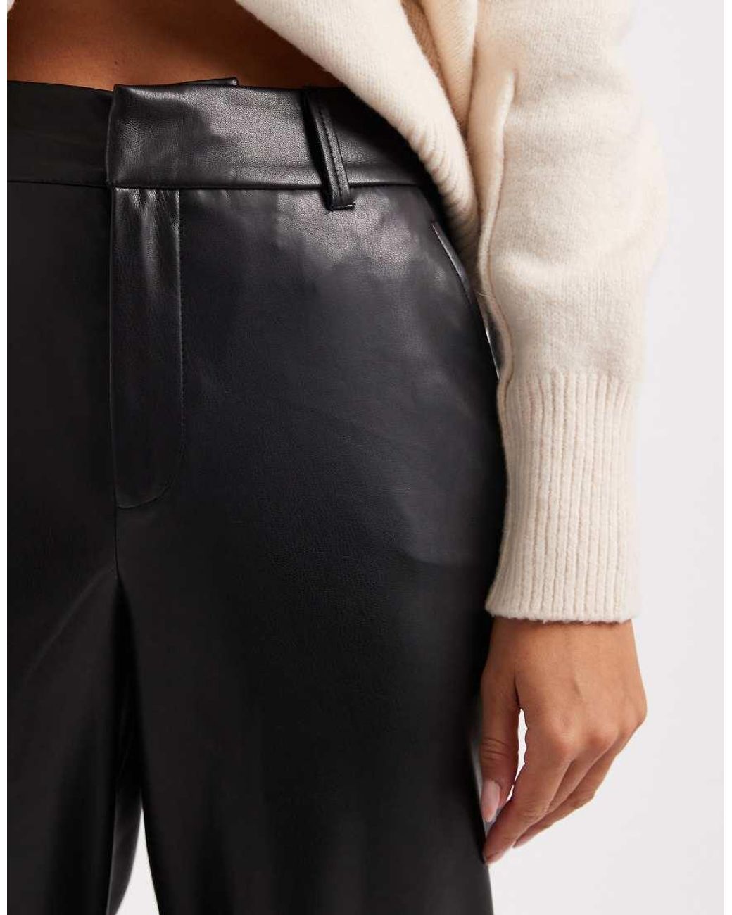 ONLY White Wide Leg Faux Leather Trousers