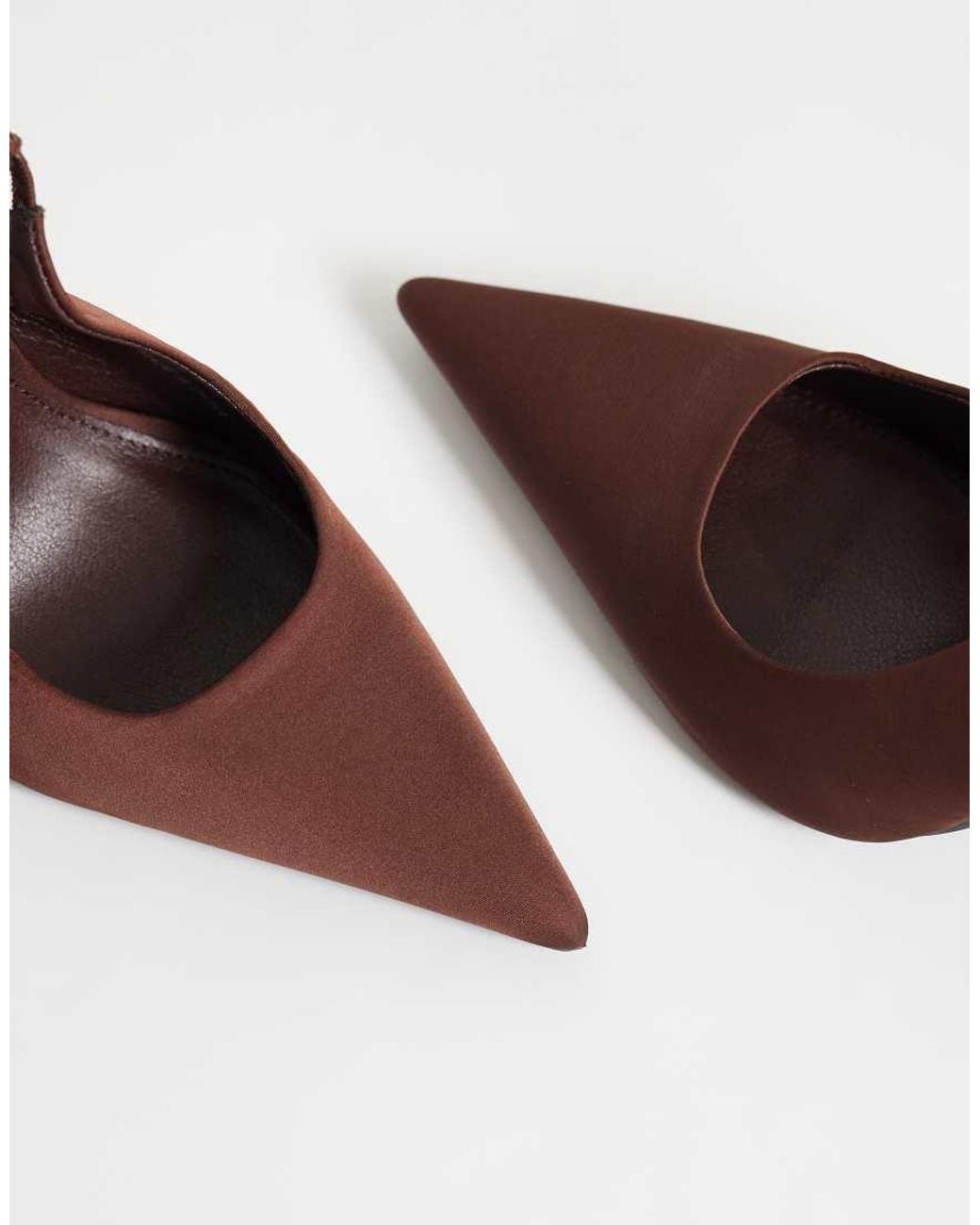 Public Desire Brown Allure Slingback Heeled Court Shoes