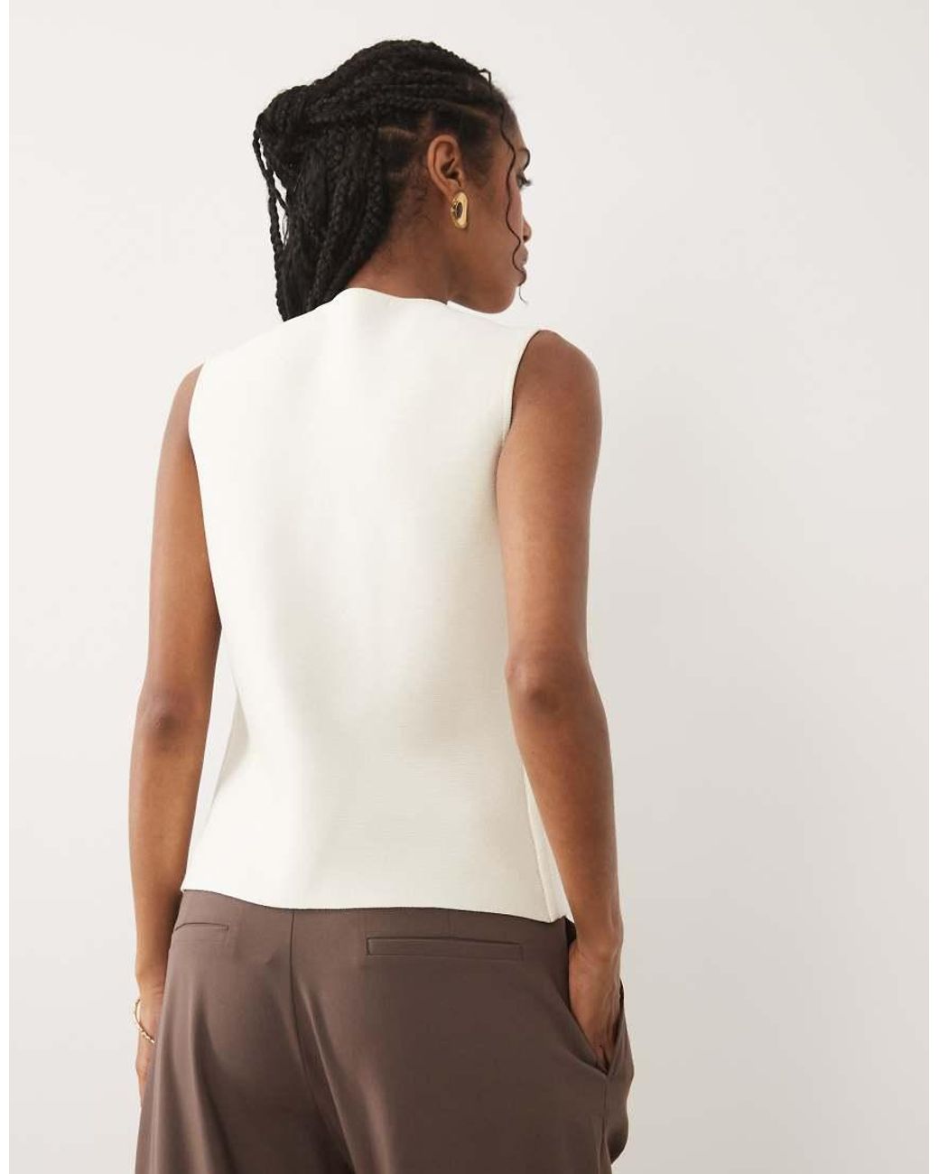 Threadbare Natural Compact Knit Waistcoat With Button