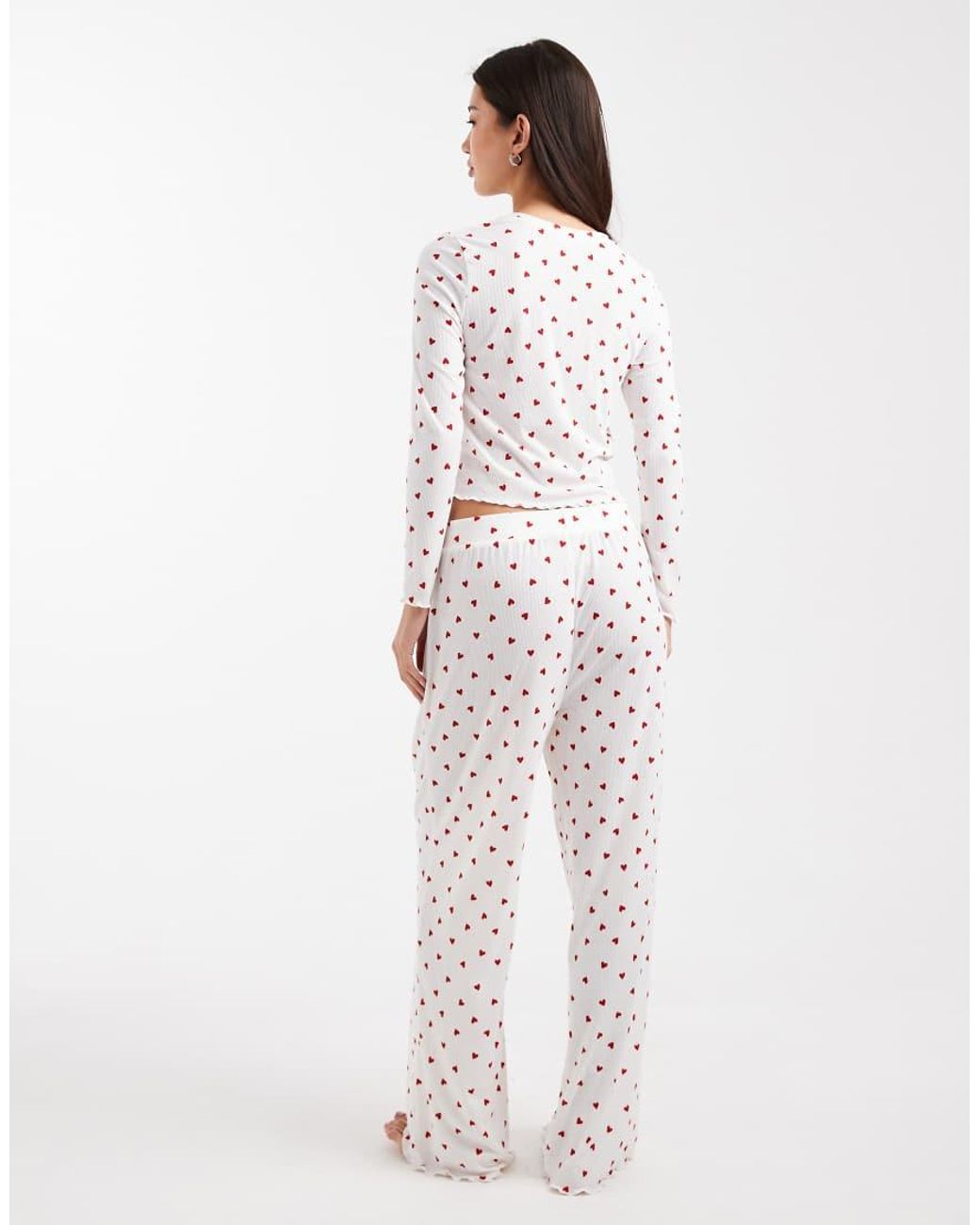 New Look White Heart Print Pyjama Set