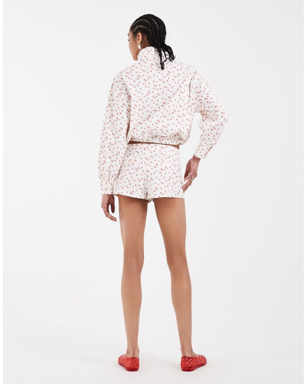 ASOS White High Neck Funnel Neck Bubble Jacket