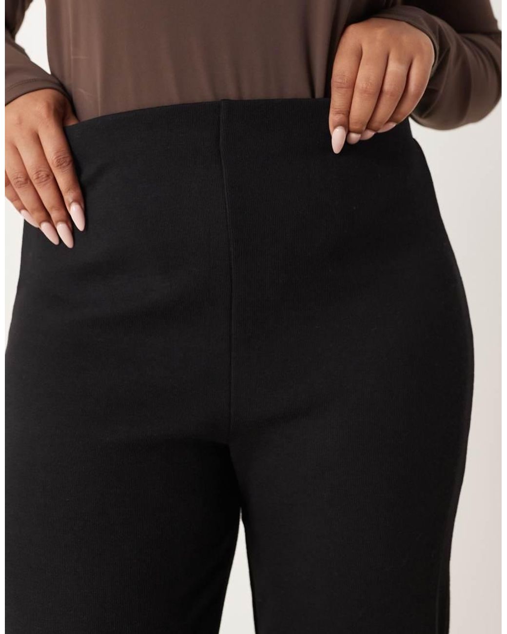 ASOS Blue Asos Design Curve Heavyweight Rib Flare Trouser