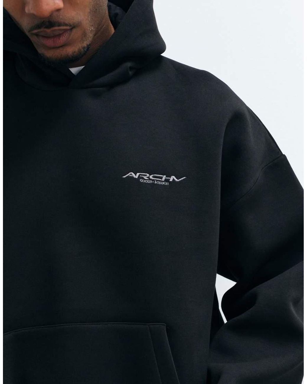 ASOS Blue Extreme Oversized Hoodie With Embroidered Logo Print for men