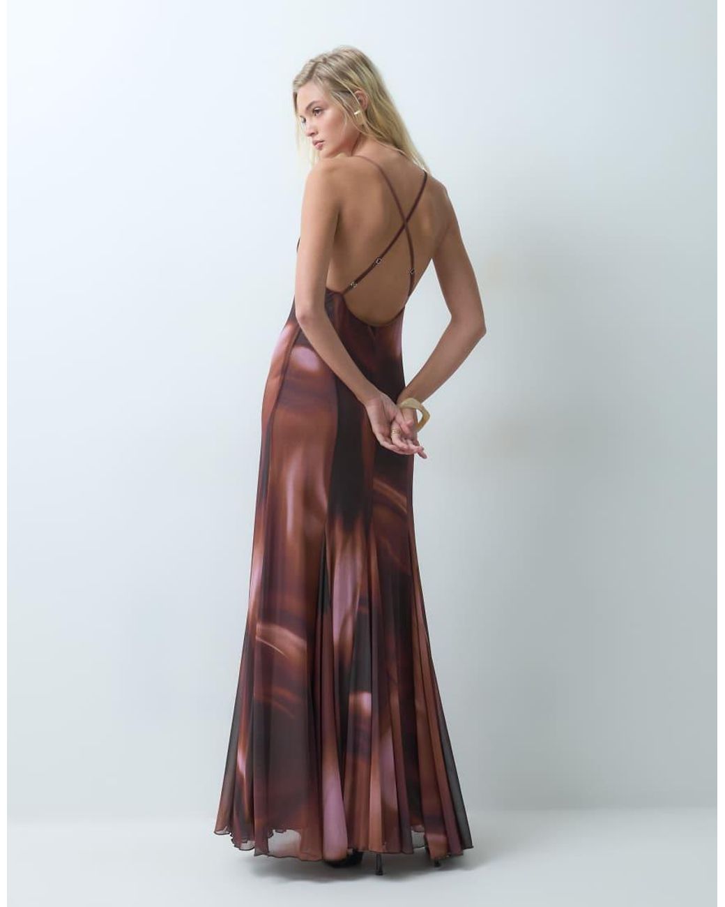 ASOS Multicolor Mesh Plunge Maxi Dress