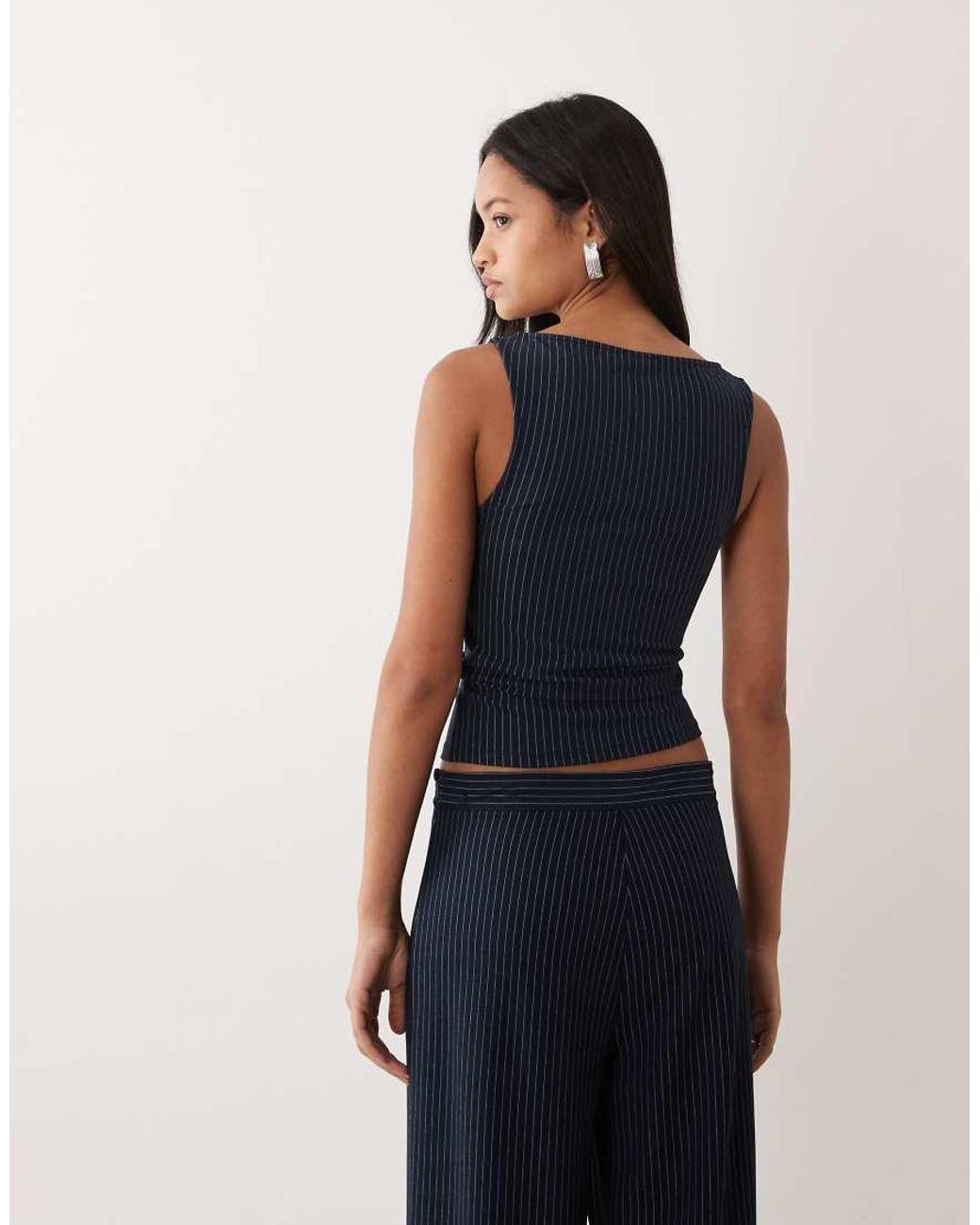 ASOS Blue Jersey Sleeveless Slash Neck Top