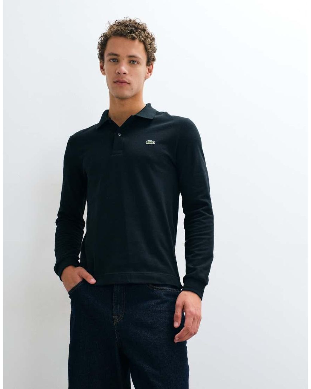 Lacoste Blue Long Sleeve Logo Polo Shirt for men