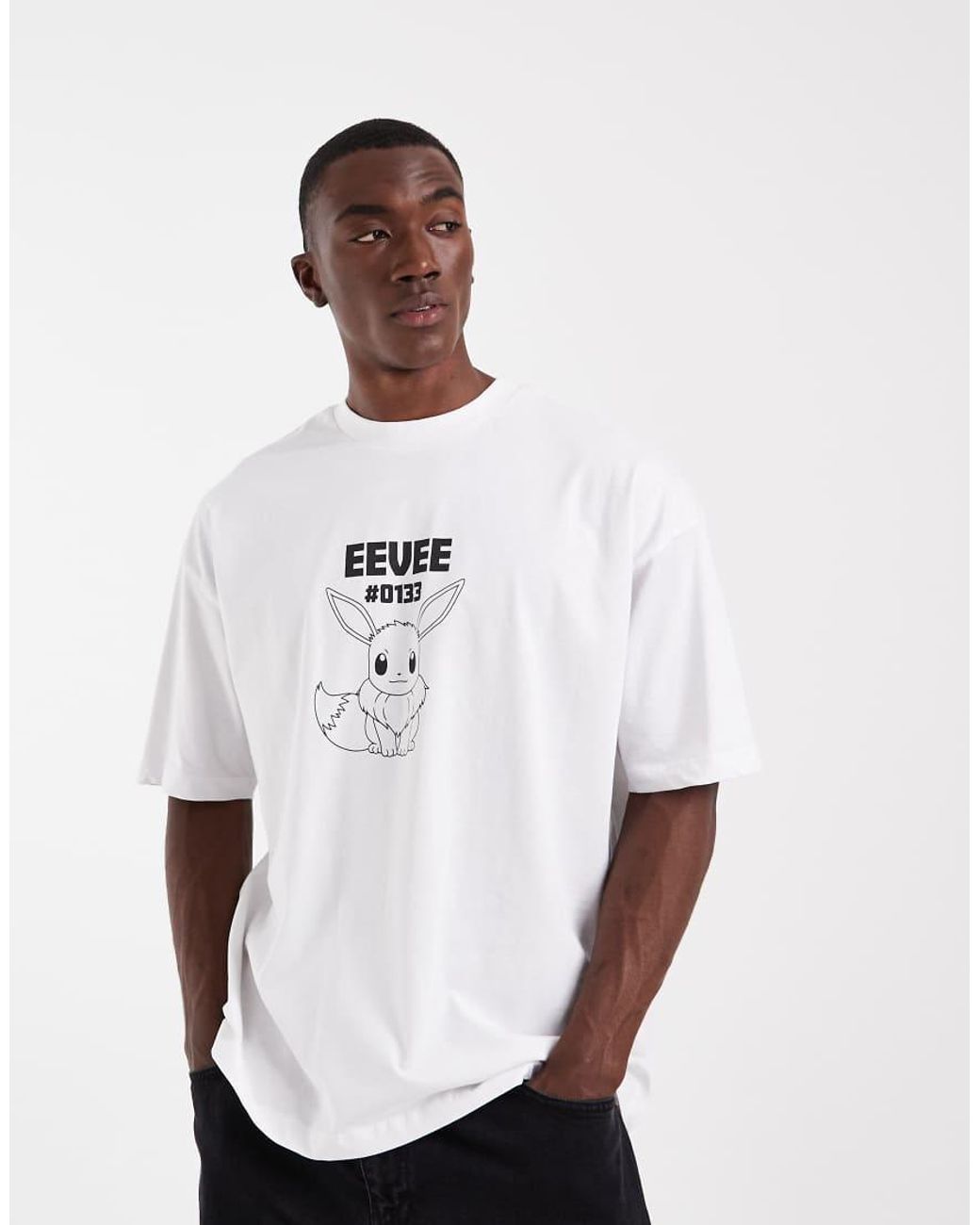 ASOS White Oversized T-shirt With Pokemon Eevee Print for men
