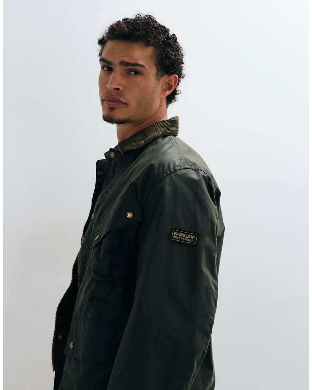 Barbour Black Brake Wax Jacket With Contrast Cord Collar for men
