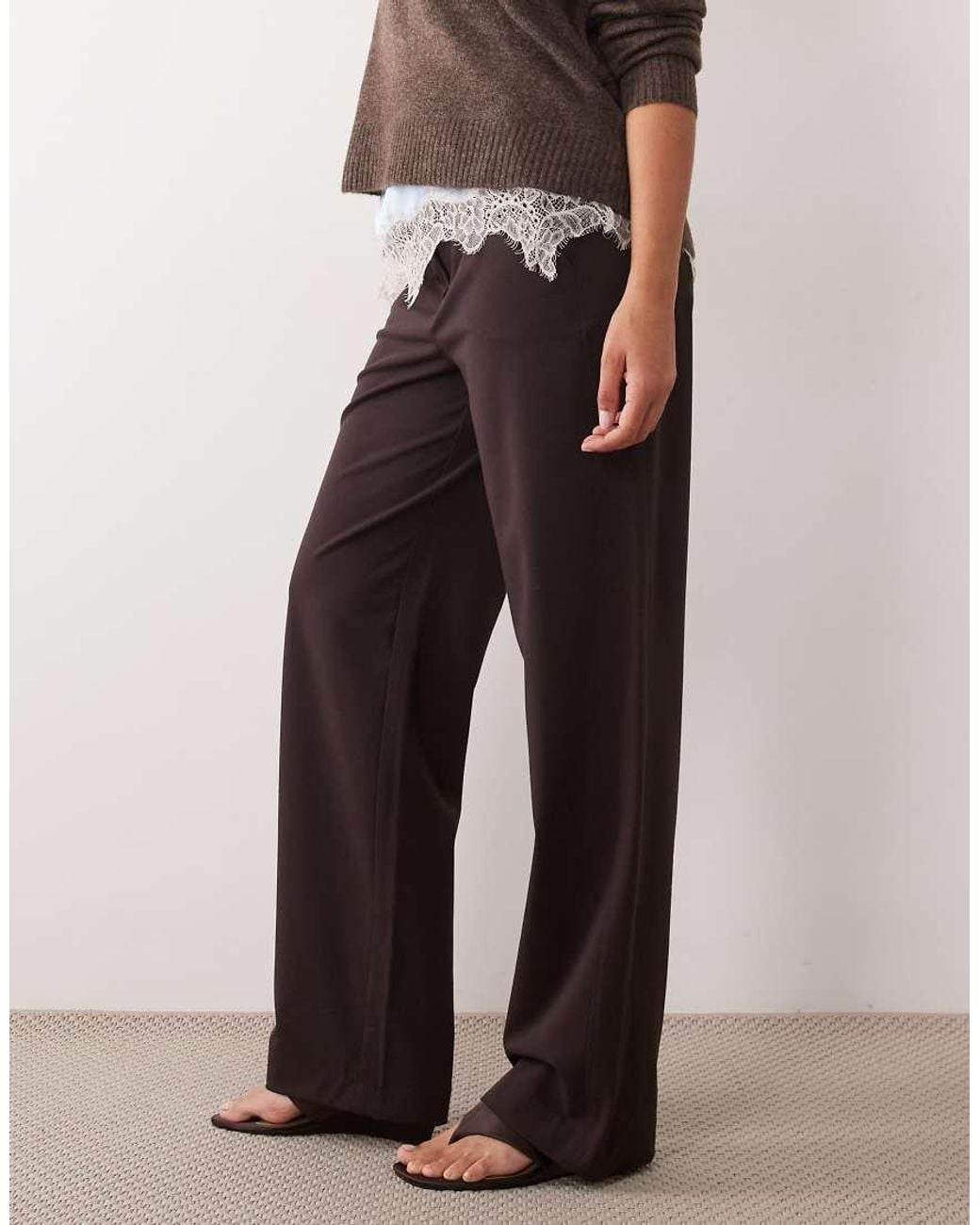 Jdy Brown Mid Waist Straight Leg Tailored Trousers Co-ord