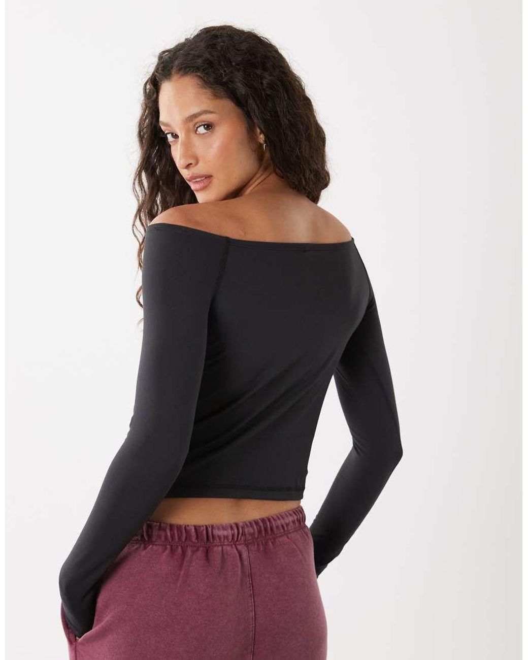 Cotton On Pink Active Ultra Soft Off Shoulder Long Sleeve Top