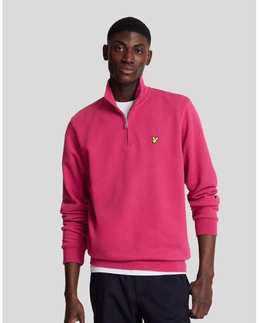 Lyle & Scott Pink Mid Layers Quarter Zip Pullover Sweatshirt for men