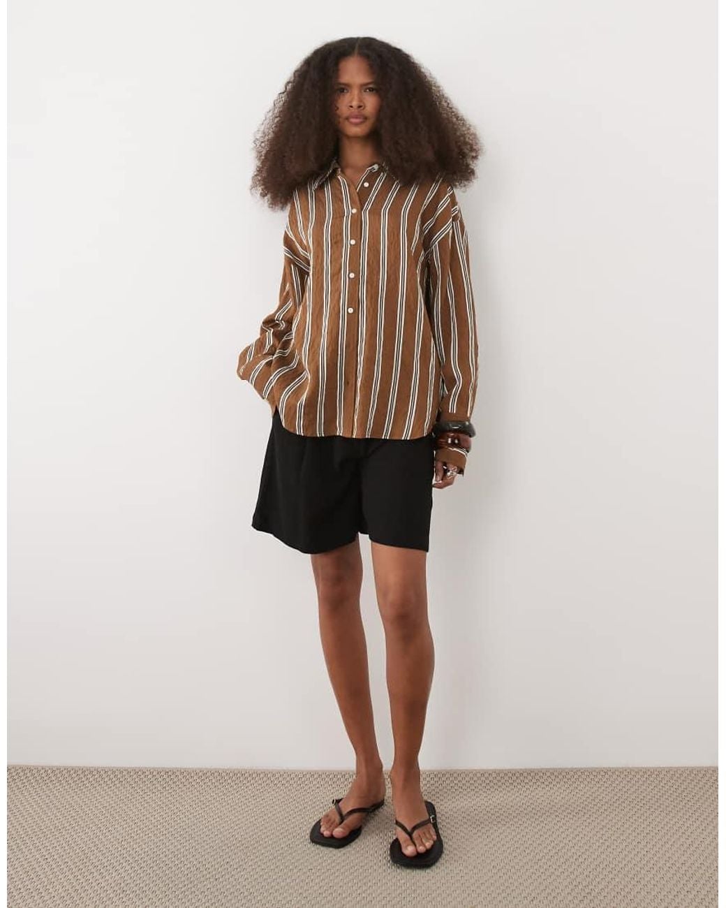 Mango Brown Classic Oversized Shirt