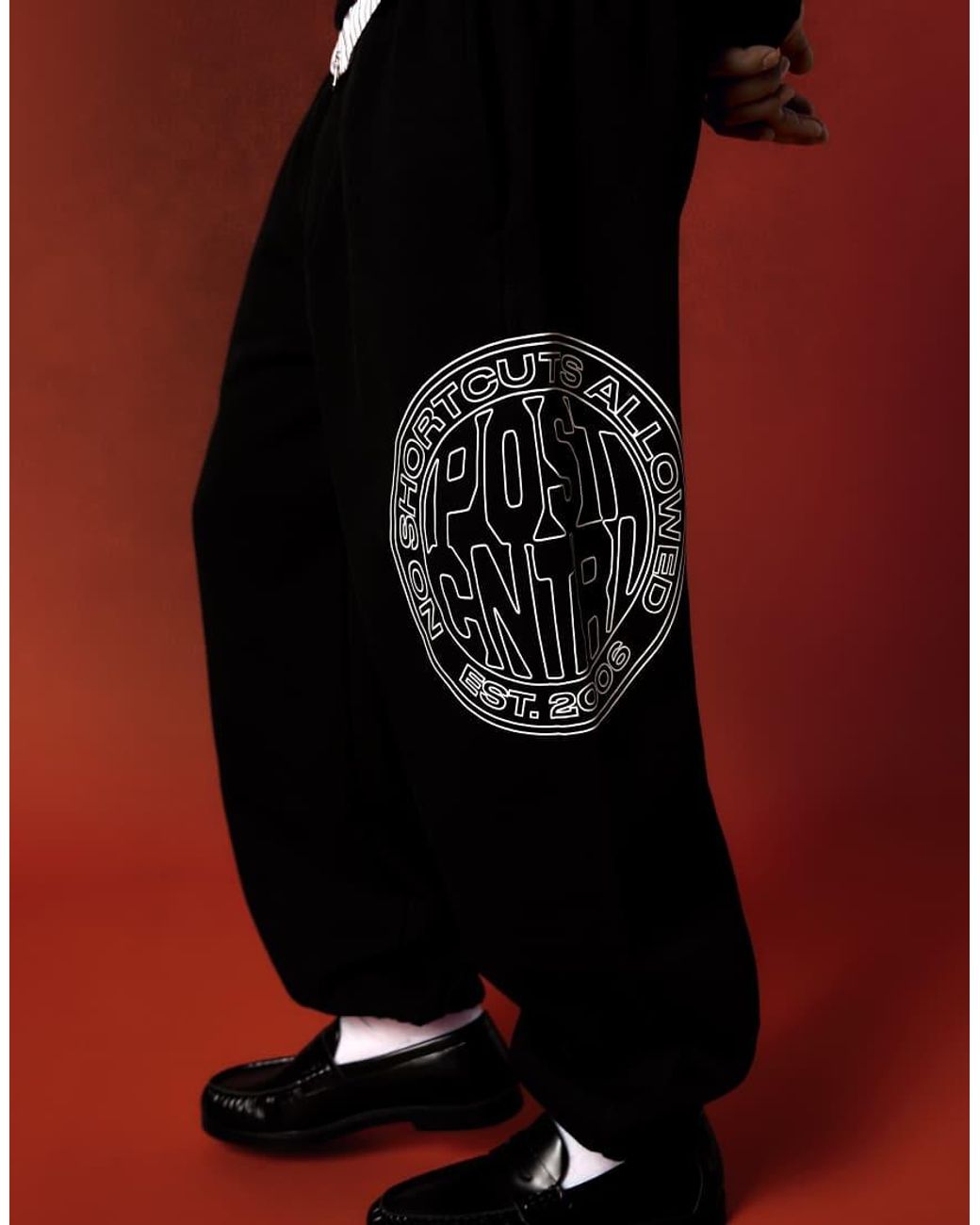 Bershka Black Side Print joggers for men