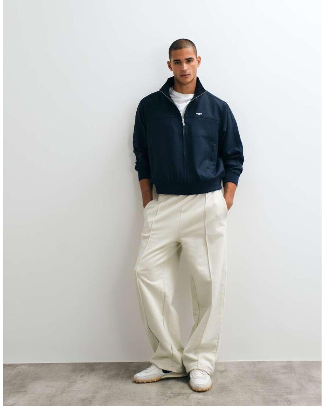 Obey Blue Logo Tailored Quarter Zip Up Track Jacket for men