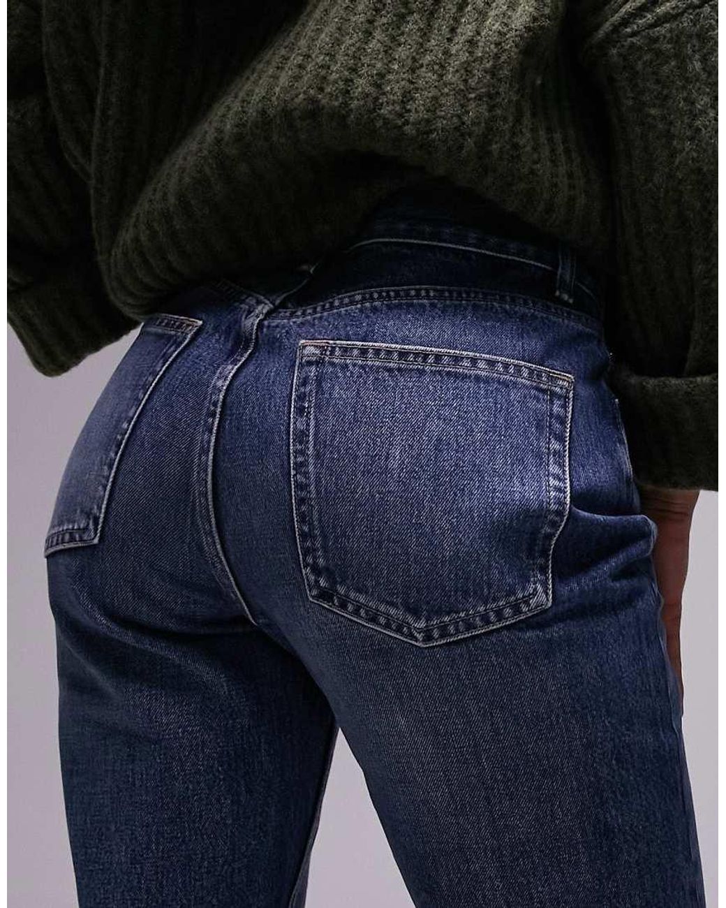 Topshop Hourglass Blue Kort High Rise Straight Jean
