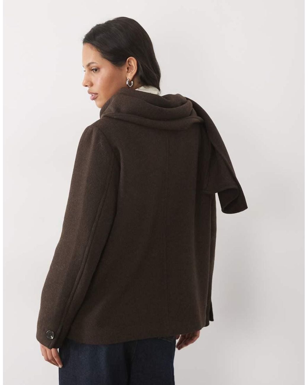 Vero Moda Blue Premium Wool Blend Jacket With Scarf Detail