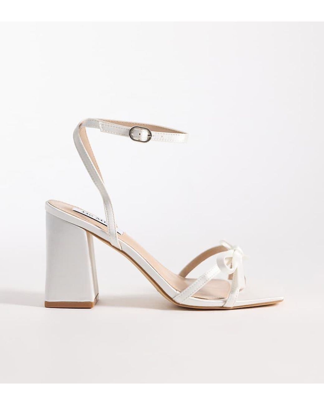 Be Mine Wide Fit White Be Mine Bridal Wide Fit Tamara Block Heeled Sandals With Bow Detailing