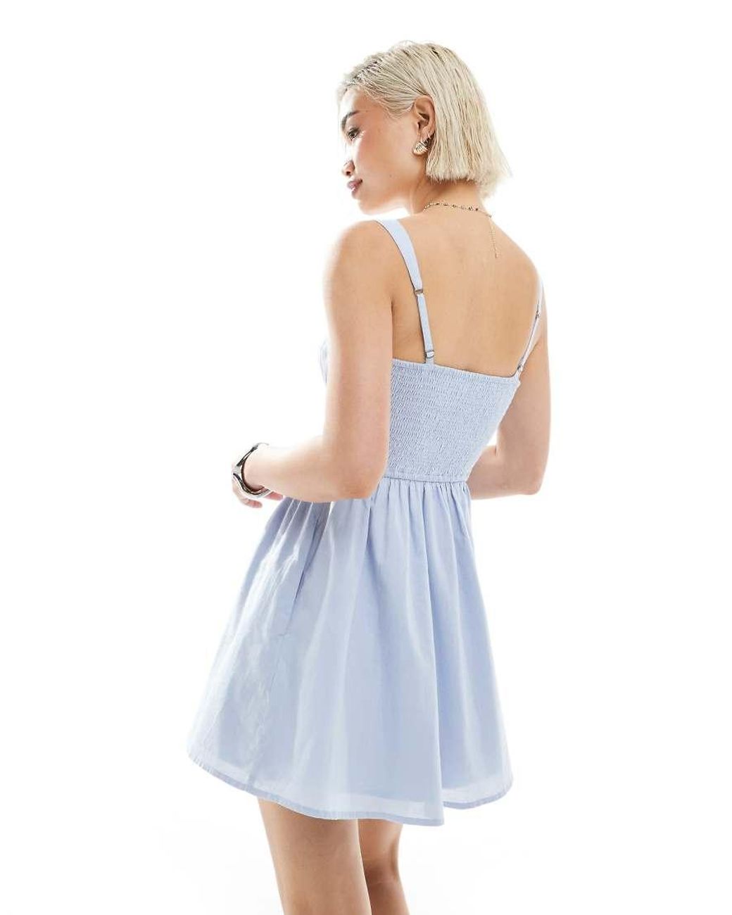 princess polly baby blue dress Blue Maternity Shirred Chambray Midi Smock Dress main image 1